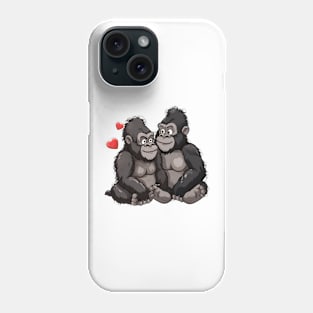 Valentine Cartoon Gorilla Couple Phone Case