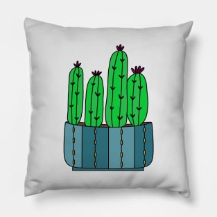 Cute Cactus Design #118: Cacti Group With Magenta Flowers Pillow