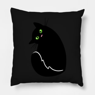 Inquisitive Black Cat Pillow