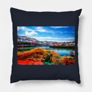 Brixham Harbour Fishing Nets, Devon, UK Pillow