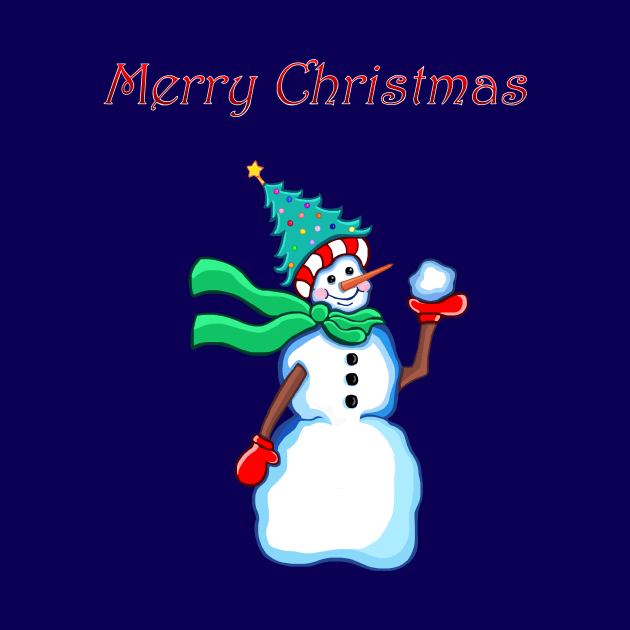 Merry Christmas Snowman by Art by Deborah Camp