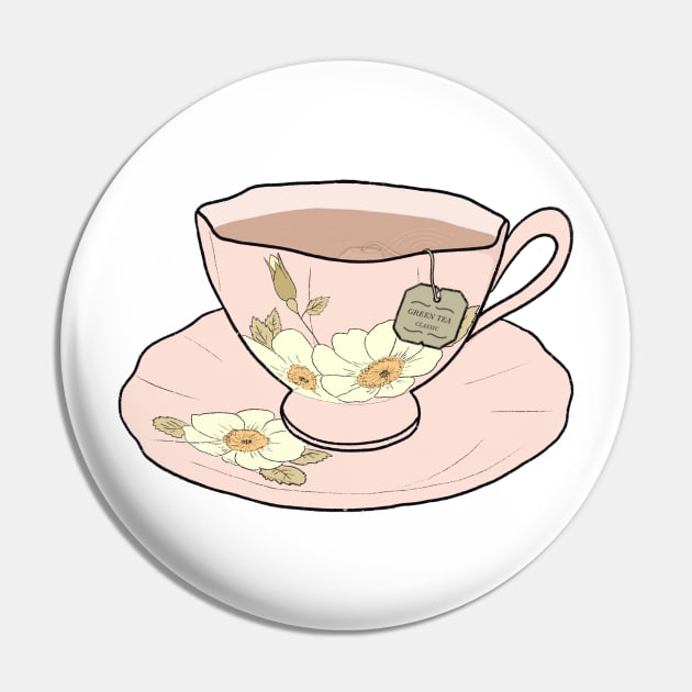 Classic Green Tea in a tea cup Pin by JuneNostalgia