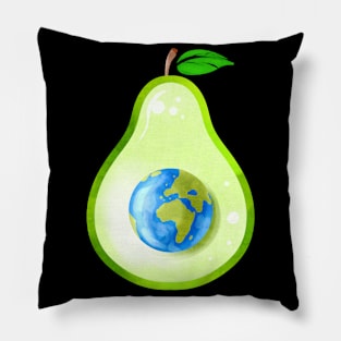 Pear Or Avocado With World as Seed - Go Vegan Pillow