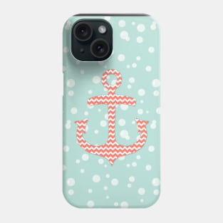 Chevron Anchor Coral Turquoise Blue Phone Case