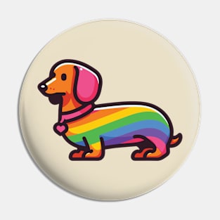 LGBTQ+ rainbow dachshund dog Pin