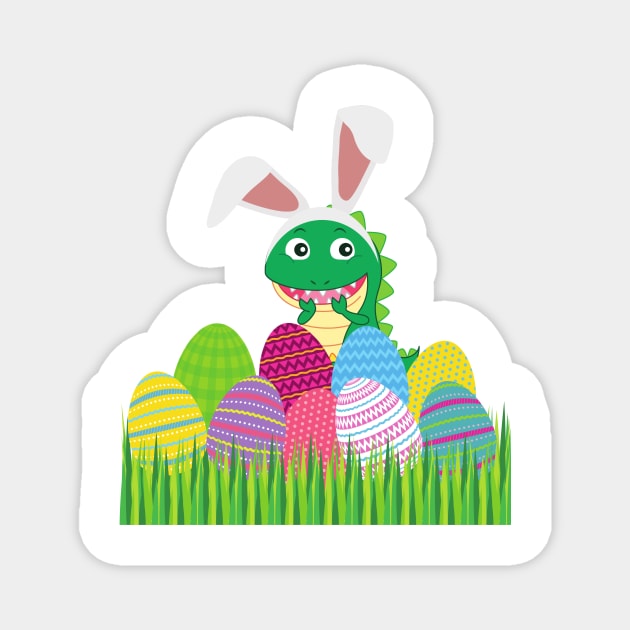 Baby Dino in Easter eggs Magnet by Kristalclick 