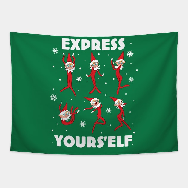 Floopy Dancing Christmas Elf - Express Yours'elf Tapestry by CTKR Studio