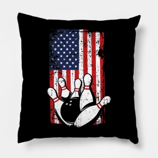 4th Of July American Flag Bowling Pin Strike Teams Premium Pillow