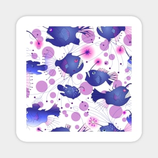 Angler fish - purple/pink/white Magnet