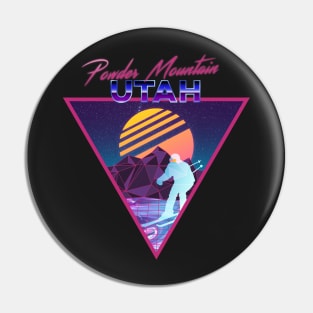 Retro Vaporwave Ski Mountain | Powder Mountain Utah | Shirts, Stickers, and More! Pin