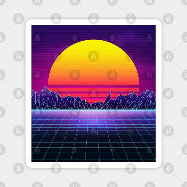Brazen Yellow Sunset Synthwave Magnet by edmproject