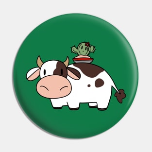 Cow and Flower Cactus Pin