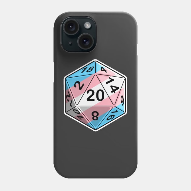 Trans Pride d20 Phone Case by PaintbrushesAndPixels