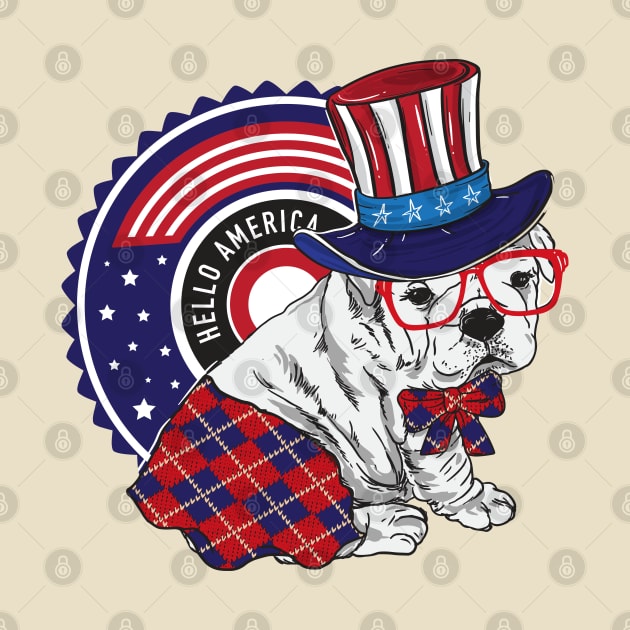 Funny dog hello America by Mako Design 