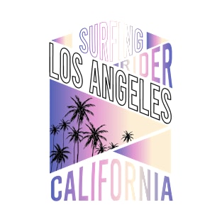 surfing rider Los Angeles California summer beach typography T-Shirt