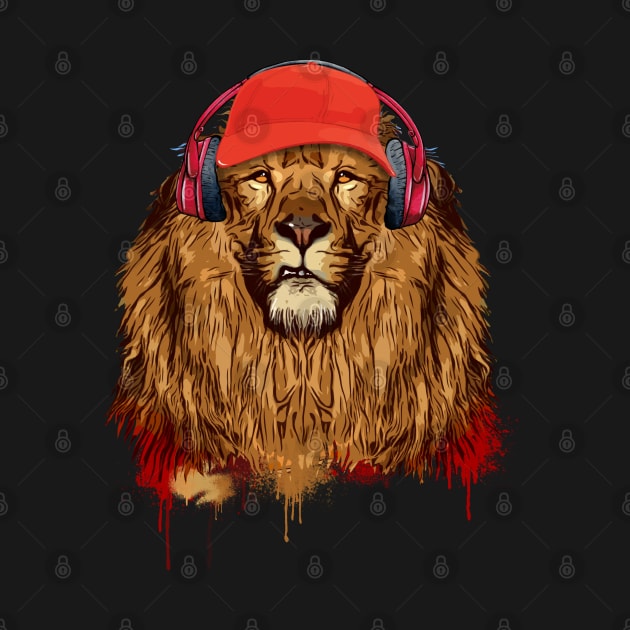 Cool Lion king,hipster, music band look 80s by Collagedream