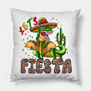 Let's Fiesta Mexican Dino Trex Cinco De Mayo Leopard Funny Pillow