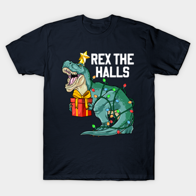 Discover Christmas Dinosaur Rex The Halls Cute Boys Kids TRex Xmas - Christmas Dinosaur - T-Shirt