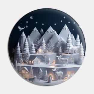 Winter Wonderland Paper Art Style Pin