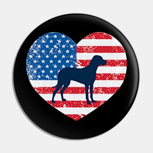 American Flag Heart Love Vizsla Usa Patriotic 4Th Of July Pin