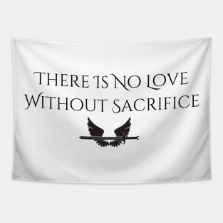 "Love & Sacrifice" Wings--Series Quote, Fire & Brimstone Scrolls Tapestry