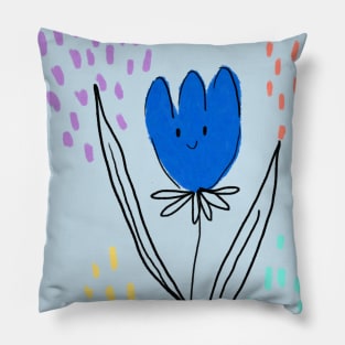 blue flower in the rain Pillow