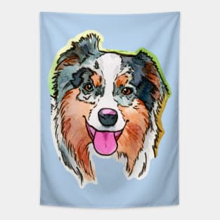 Cute Dog Face Watercolor Tapestry