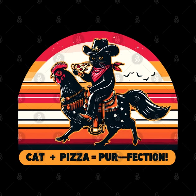 Cowboy Black Cat Eating Pizza by VisionDesigner