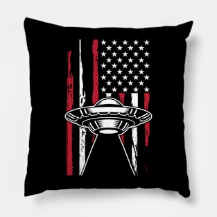 American flag alien ufo Pillow