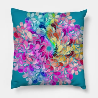 Rainbow Watercolor Paisley Flower Pillow