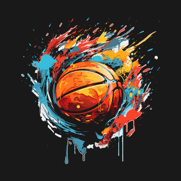 Basketball Lover Splash Graffiti Art Design by mieeewoArt