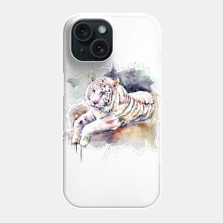 Resting and Alert Blue Eyed White Tiger Phone Case