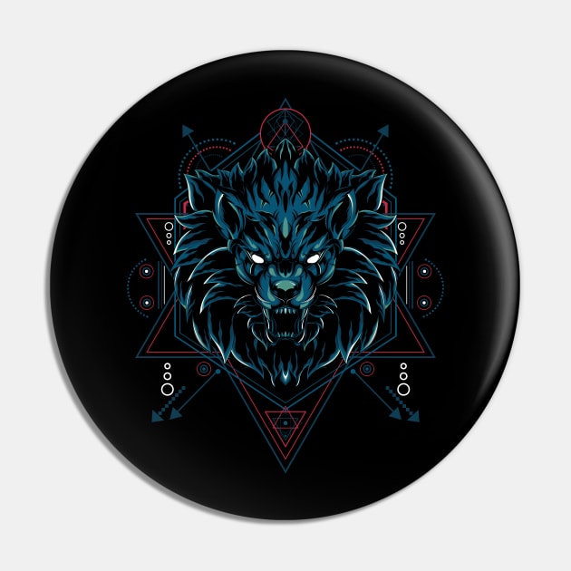 The Wild Lion sacred geometry Pin by secondsyndicate