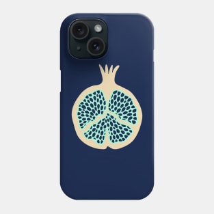 POMEGRANATE Fresh Plump Ripe Tropical Fruit in Cream with Mint Green and Dark Blue Seeds - UnBlink Studio by Jackie Tahara Phone Case