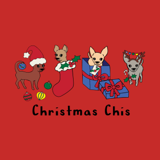 Red Christmas Chis - Smooth Coat Chihuahuas - Christmas Chihuahua Tee T-Shirt