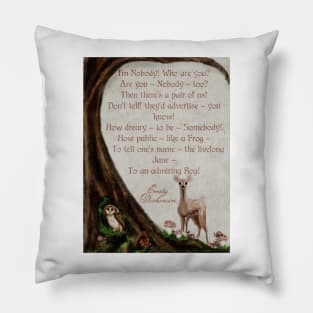 Forest Watercolor EMily Dickinson Poem Woodland Creatures Pillow