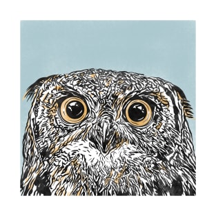 Little Owl Lino Print Design T-Shirt