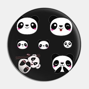 Panda Bear 7pk Stickers Collection Pin