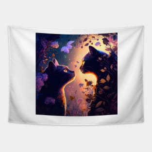 Cats Sunset Escape Tapestry