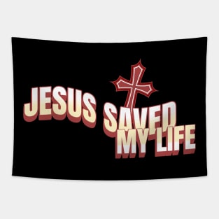 Jesus Saved My Life - Colorful Unisex Christian Cotton T-Shirt, Fun Retro Imagery, Trendy Spiritual Shirt, Christian Apparel, Comy, Soft Tapestry