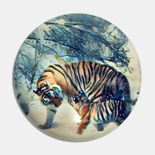 Tiger Family Painting Pin