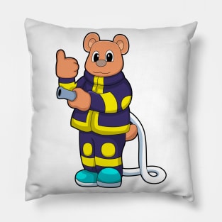 Bear as Firefighter at Fire department with Hose Pillow