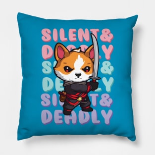 Ninja Corgi (light) Pillow