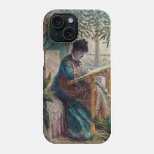 Madame Monet Embroidering by Claude Monet Phone Case