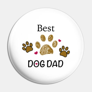 Brown paw print with hearts. Best dog dad text Pin
