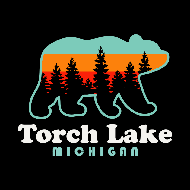 Torch Lake Beach Vacation Michigan Bear Trees by PodDesignShop