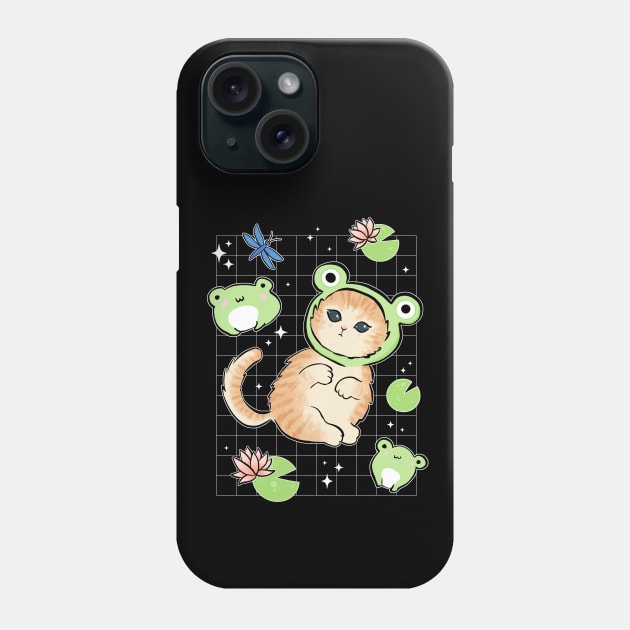 Adorable Kawaii Frog Meets Cat: 90s Nostalgia with Toad Hats & Cottagecore Aesthetics Phone Case by Ministry Of Frogs