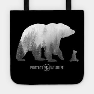 Protect Wildlife - Nature - Bear with Cub Silhouette Tote