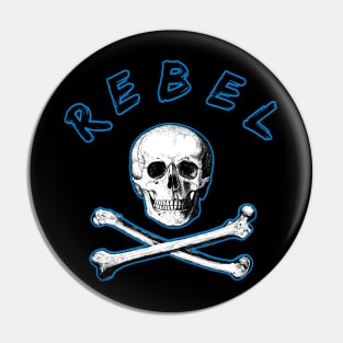 Rebel Pirate Skull and Cross Bones in Blue Pin