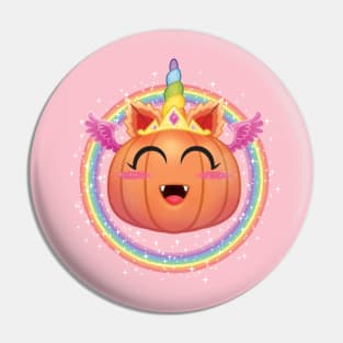 Magical Halloween Kawaii Unicorn Pumpkin (or is it a Cute Alicorn Pumpkin?) Pin